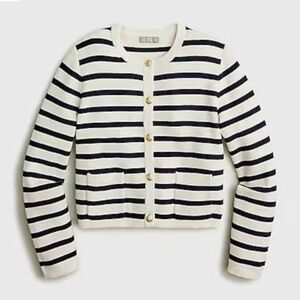 J. Crew Emilie Lady Sweater Jacket Navy/Ivory Size S